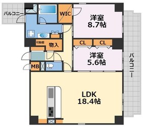 グランデュール肥後橋の物件間取画像